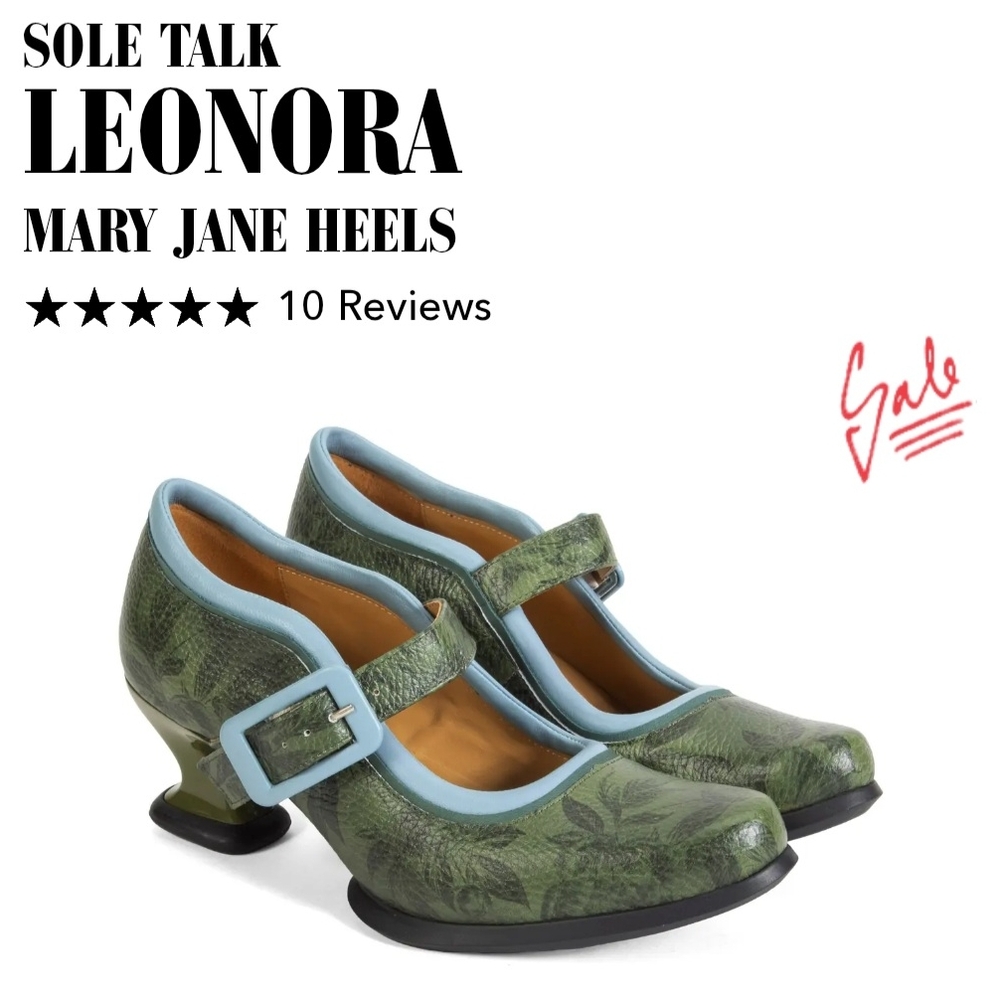John Fluevog Green Sole Talk Leonora Mary Jane Heels Worn Twice